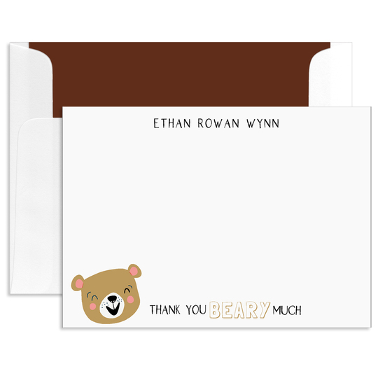 Thank You Beary Much Flat Thank You Note Cards